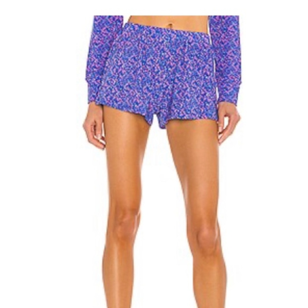 Stripe & stare blue and pink floral shorts